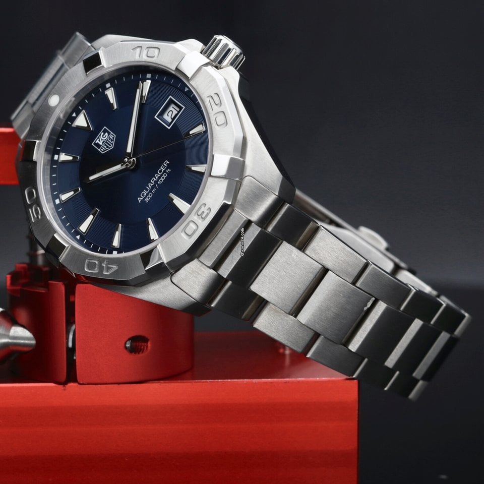 Shop Authentic Tag Heuer Aquaracer Quartz Blue Dial Silver Steel Strap Watch for Men - WAY1112.BA0928 - Luxxuri