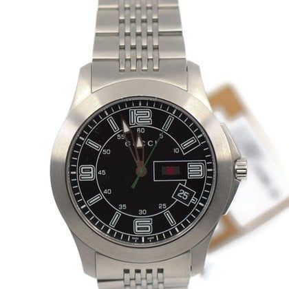 Shop Authentic Gucci G Timeless Black Dial Silver Steel Strap Watch For Men - YA126201 - Luxxuri