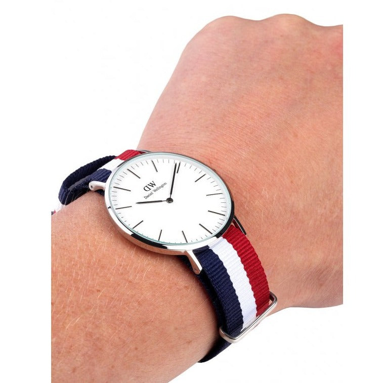 Shop Authentic Daniel Wellington Classic Cambridge White Dial Two Tone Nylon Strap Watch For Men - DW00100017 - Luxxuri