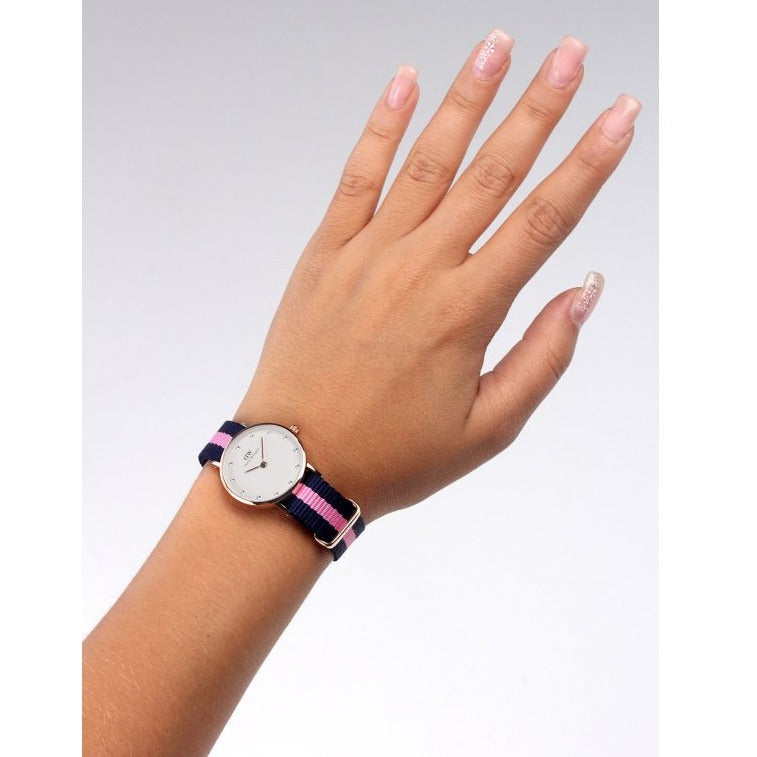 Shop Authentic Daniel Wellington Classy Winchester White Dial Two Tone NATO Strap Watch For Women - DW00100065 - Luxxuri