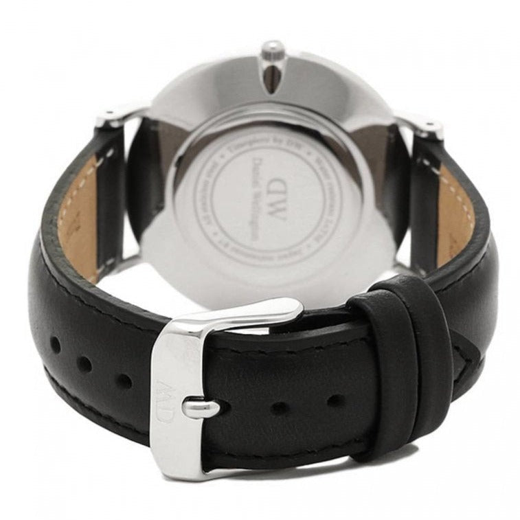 Shop Authentic Daniel Wellington Classy Sheffield White Dial Black Leather Strap Watch For Women - DW00100080 - Luxxuri