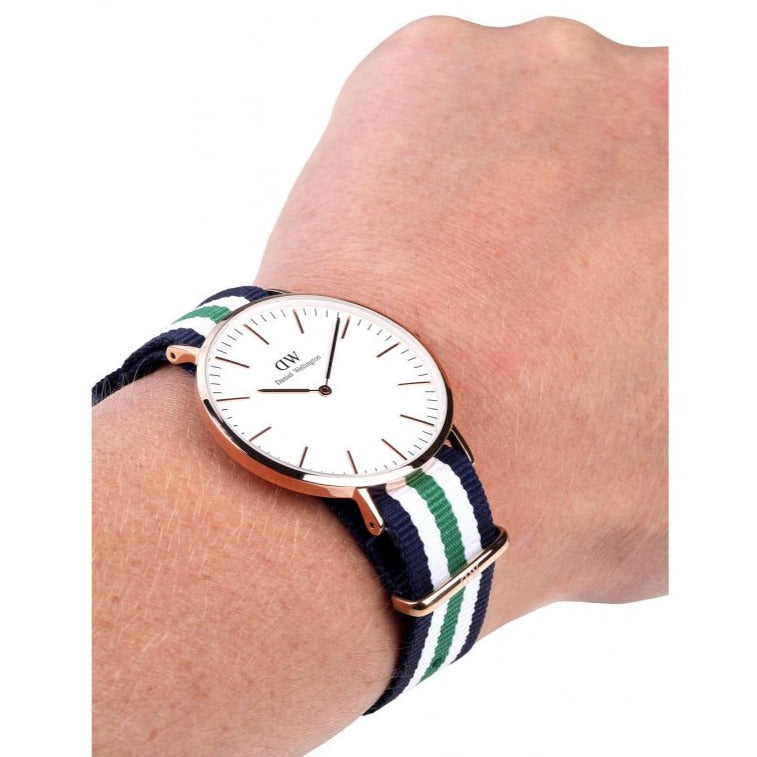 Shop Authentic Daniel Wellington Classic Nottingham White Dial Two Tone NATO Strap Watch For Men - 0108DW - Luxxuri