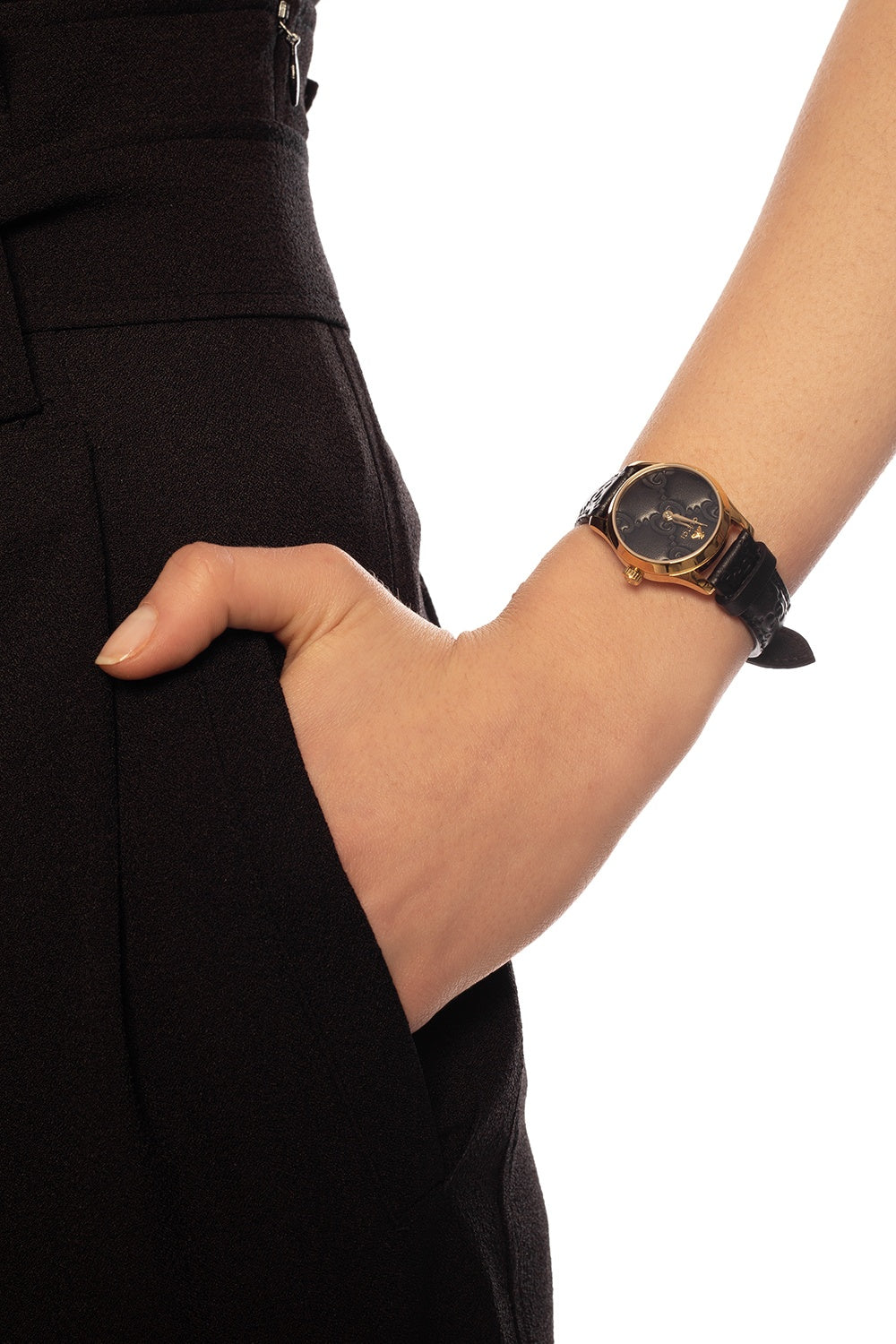 Shop Authentic Gucci G Timeless Quartz Black Dial Black Leather Strap Watch For Women - YA126581A - Luxxuri