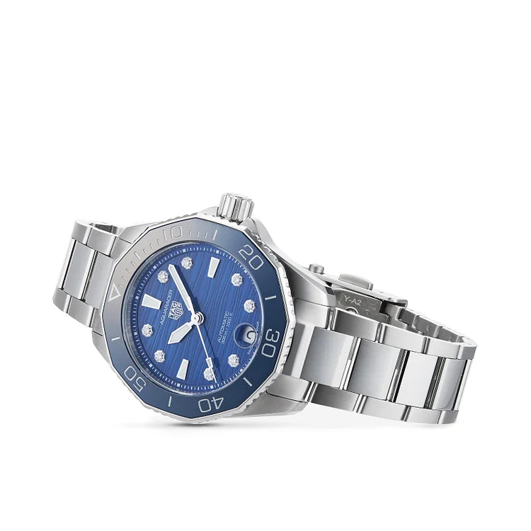 Shop Authentic Tag Heuer Aquaracer Professional 300 Automatic Diamonds Blue Dial Silver Steel Strap Watch for Women - WBP231B.BA0618 - Luxxuri