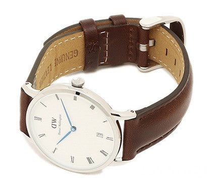 Shop Authentic Daniel Wellington Dapper Bristol White Dial Brown Leather Strap Watch For Women - DW00100098 - Luxxuri