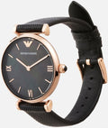 Shop Authentic Emporio Armani Gianni T Bar Black Mother of Pearl Dial Black Leather Strap Watch For Women - AR11060 - Luxxuri