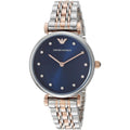 Shop Authentic Emporio Armani Gianni T Bar Crystal Blue Dial Two Tone Steel Strap Watch For Women - AR11092 - Luxxuri