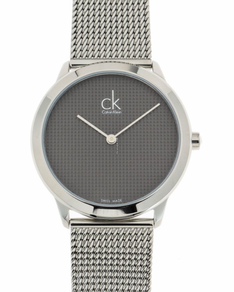 Shop Authentic Calvin Klein Minimal Grey Dial Silver Mesh Bracelet Watch for Women - K3M2212X - Luxxuri