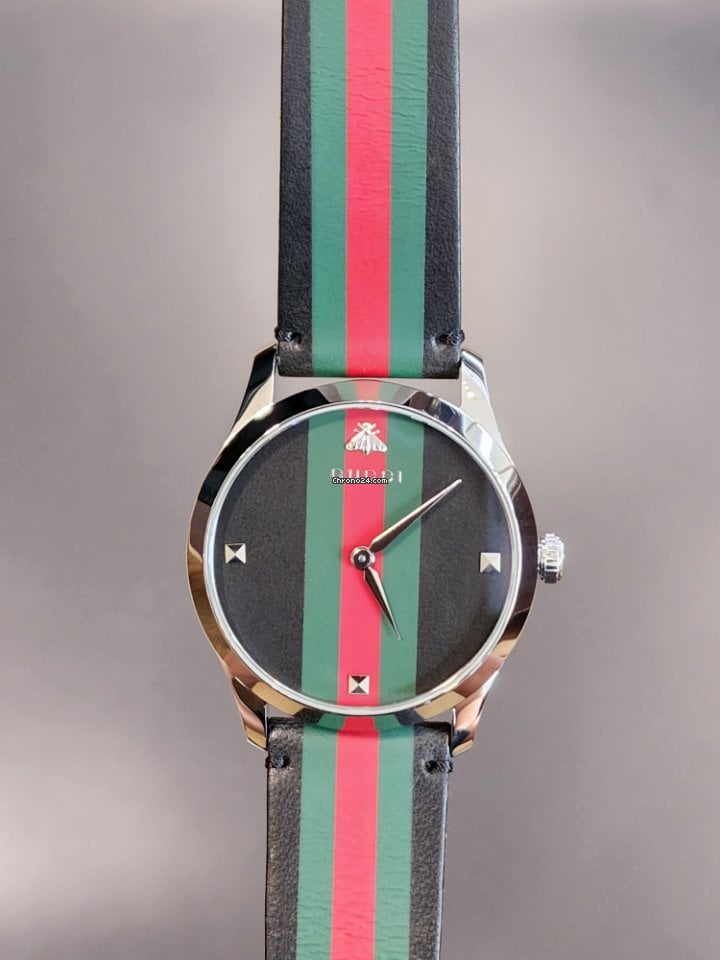 Shop Authentic Gucci G Timeless Quartz Black Dial Multicolored Black Leather Strap Watch For Men - YA1264079 - Luxxuri