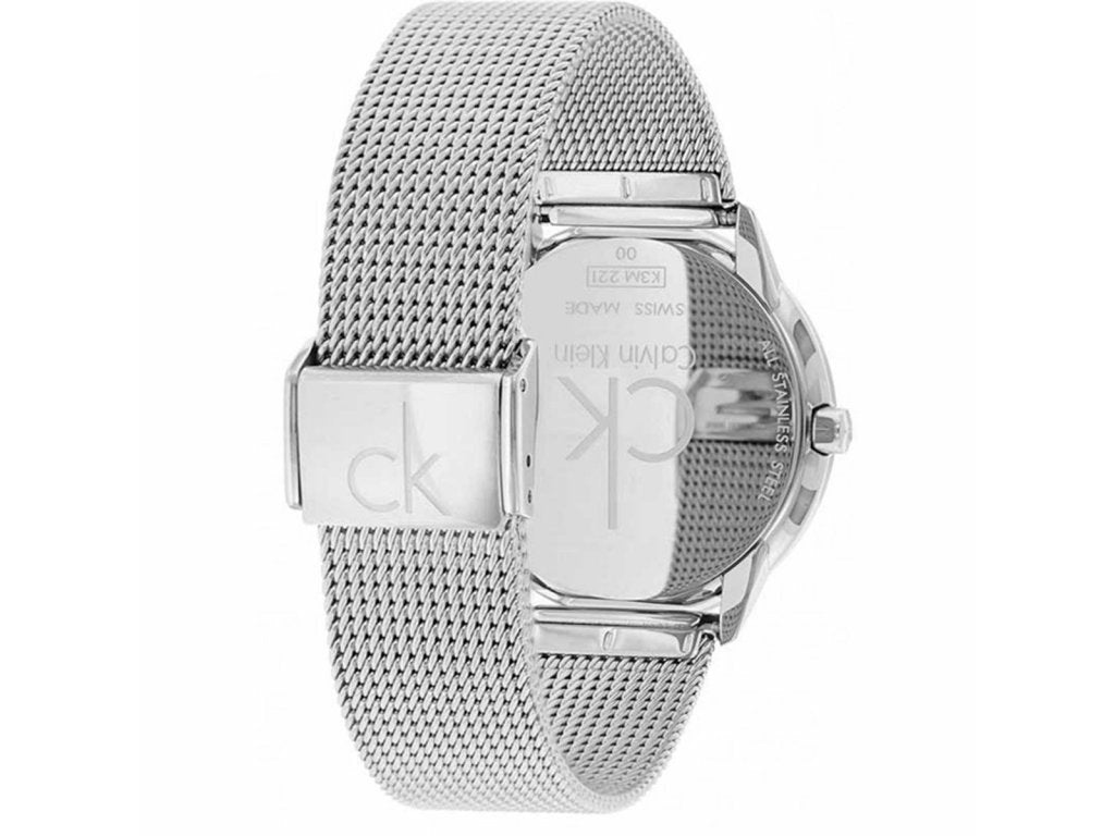 Shop Authentic Calvin Klein Minimal Grey Dial Silver Mesh Bracelet Watch for Women - K3M2212X - Luxxuri