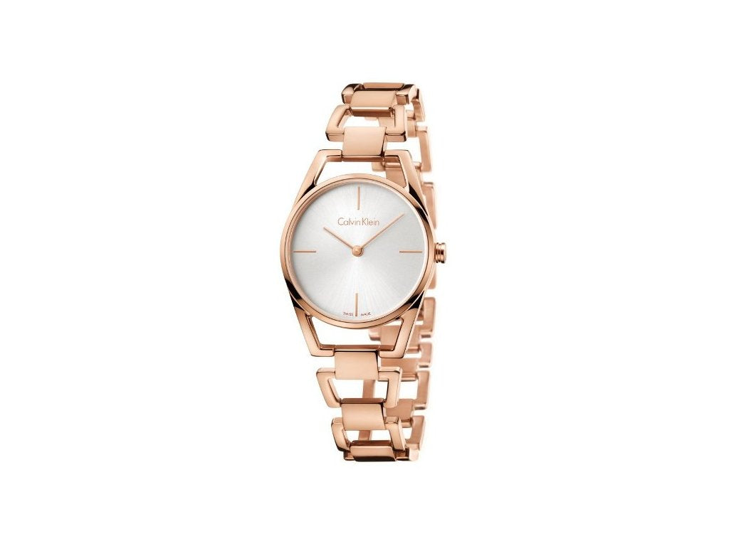 Shop Authentic Calvin Klein Dainty White Dial Rose Gold Steel Strap Watch for Women - K7L23646 - Luxxuri