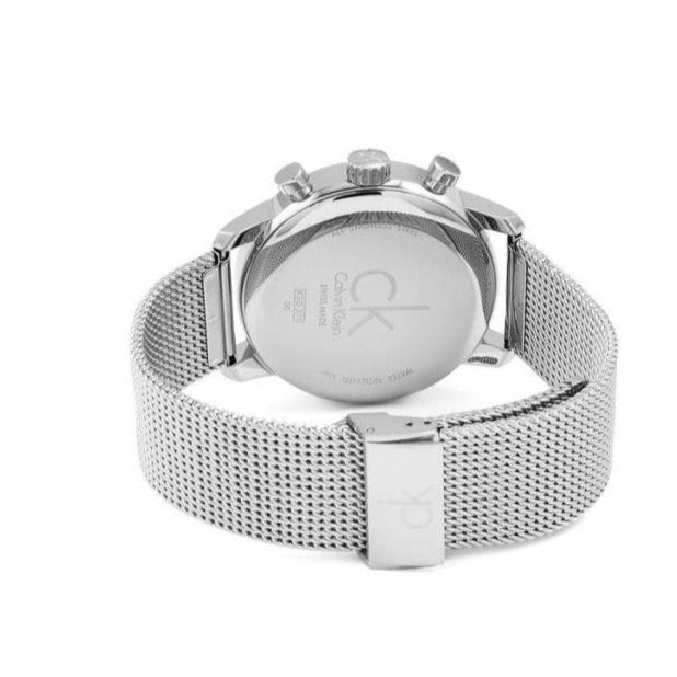 Shop Authentic Calvin Klein City Chronograph White Dial Silver Mesh Bracelet Watch for Men - K2G27126 - Luxxuri