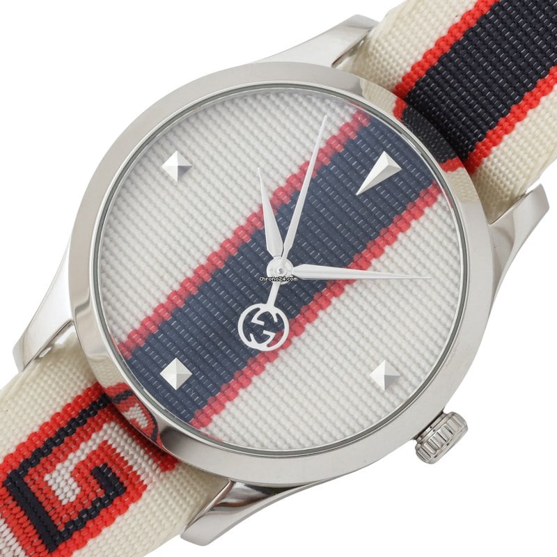 Shop Authentic Gucci G Timeless Quartz White Dial Two Tone NATO Strap Watch For Men - YA1264071 - Luxxuri