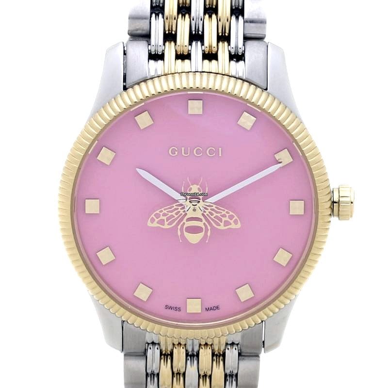 Shop Authentic Gucci G Timeless Quartz Pink Dial Two Tone Steel Strap Watch For Women - YA1265030 - Luxxuri