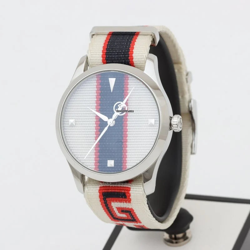 Shop Authentic Gucci G Timeless Quartz White Dial Two Tone NATO Strap Watch For Men - YA1264071 - Luxxuri