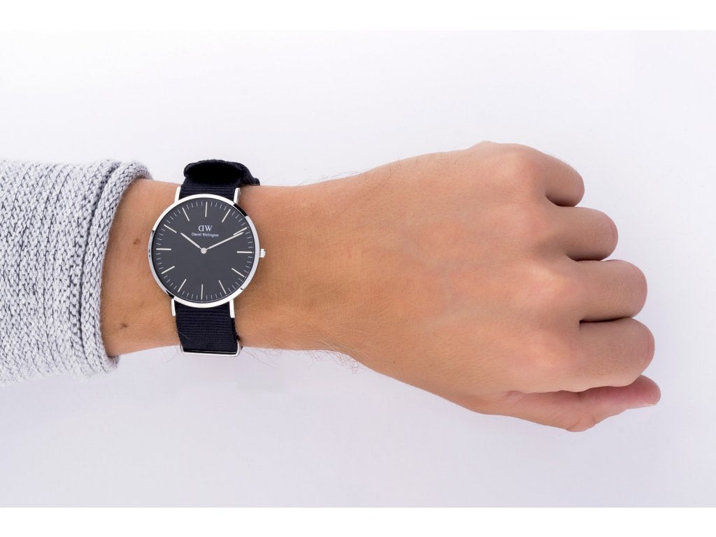 Shop Authentic Daniel Wellington Classic Cornwall Black Dial Black Nylon Strap Watch For Women - DW00100149 - Luxxuri
