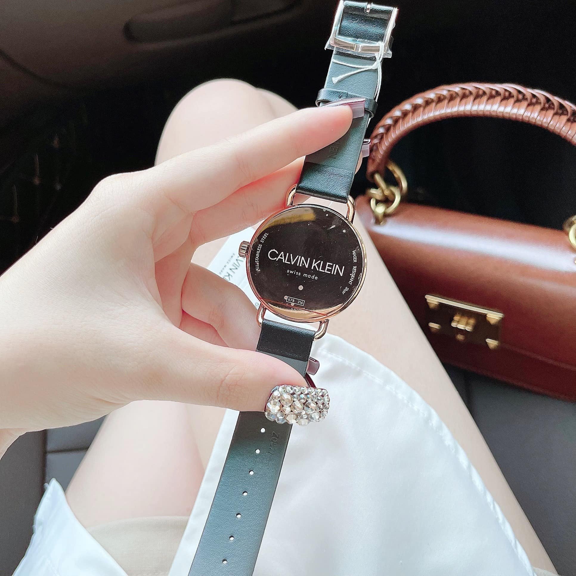 Shop Authentic Calvin Klein Even White Dial Black Leather Strap Watch for Women - K7B236C6 - Luxxuri