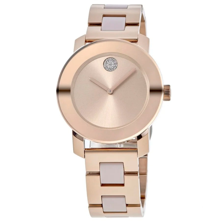 Shop Authentic Movado Bold Rose Gold Dial Two Tone Steel Strap Watch for Women - 3600639 - Luxxuri