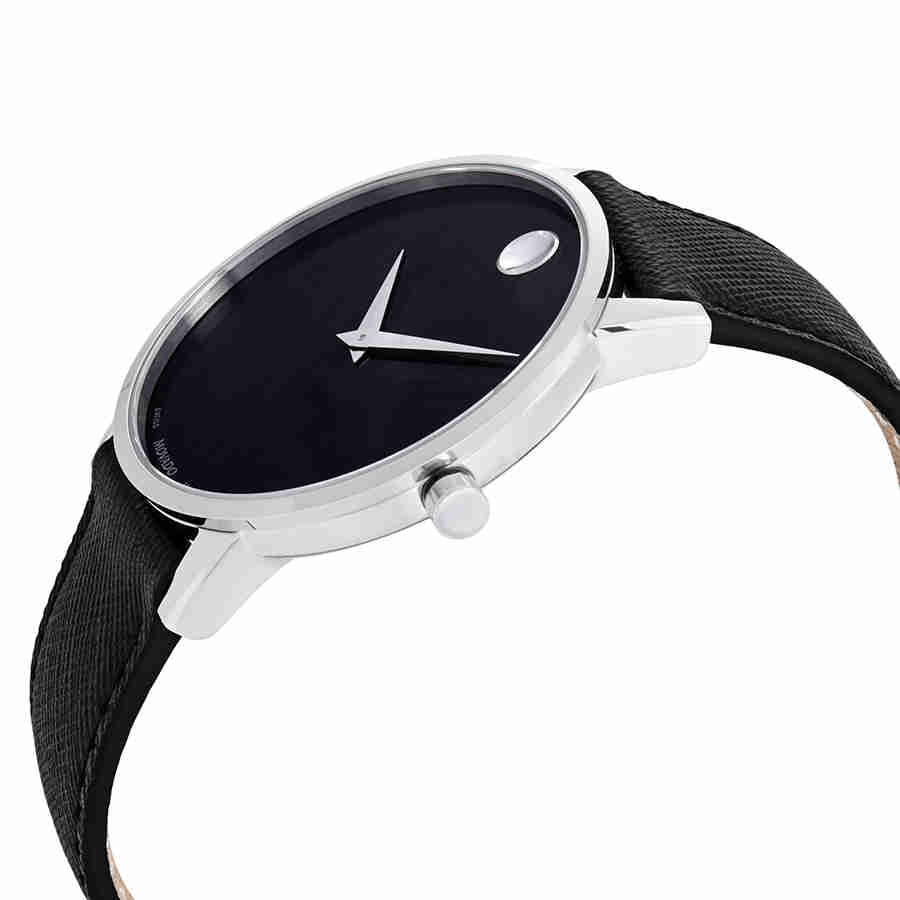 Shop Authentic Movado Museum Classic Black Dial Black Leather Strap Watch for Men - 0607194 - Luxxuri