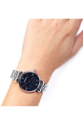 Shop Authentic Emporio Armani Gianni T Bar Dark Blue Dial Silver Stainless Steel Watch For Women - AR11091 - Luxxuri