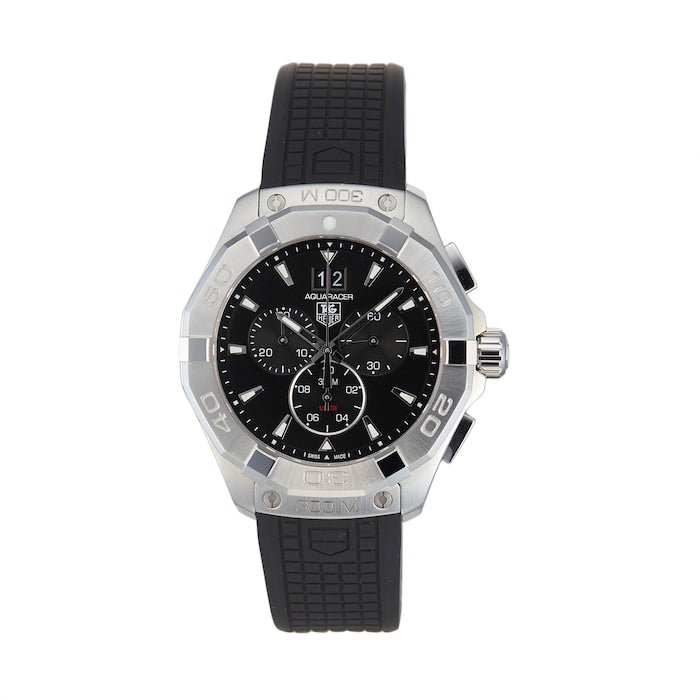 Shop Authentic Tag Heuer Aquaracer Chronograph Black Dial Black Rubber Strap Watch for Men - CAY1110.FT6041 - Luxxuri