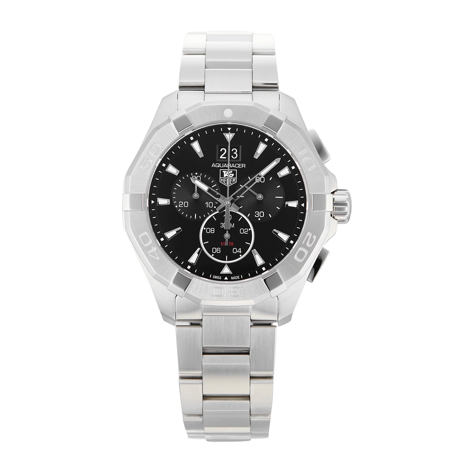Tag Heuer Aquaracer Chronograph Black Dial Silver Steel Strap Watch for Men - CAY1110.BA0927