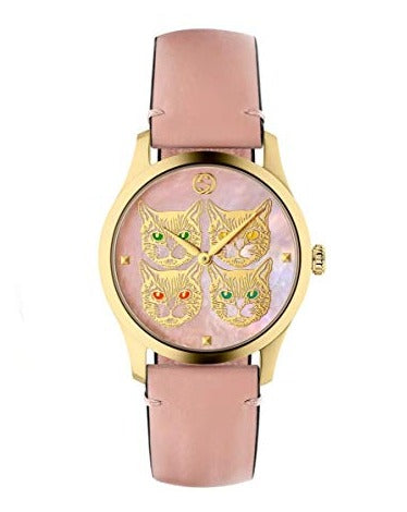 Gucci G Timeless Quartz Mother of Pearl Dial Pink Leather Strap Watch For Women - YA1264132