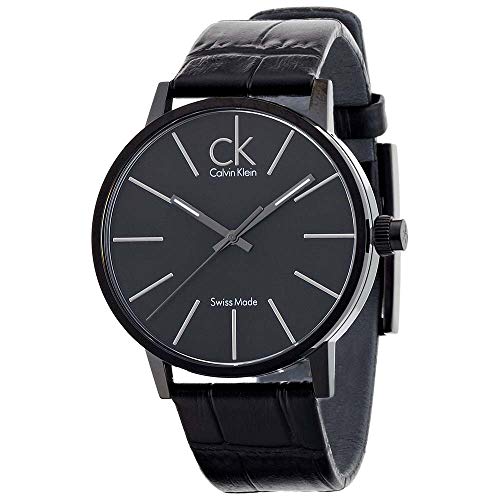 Shop Authentic Calvin Klein Post Minimal Black Dial Black Leather Strap Watch for Men - K7621401 - Luxxuri