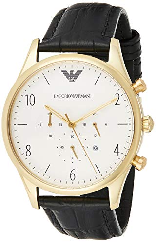 Shop Authentic Emporio Armani Classic Chronograph White Dial Black Leather Strap Watch For Men - AR1892 - Luxxuri