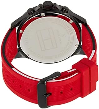 Tommy Hilfiger Multifunction Quartz Black Dial Red Rubber Strap Watch for Men - 1791722