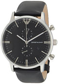 Shop Authentic Emporio Armani Gianni Chronograph Black Dial Black Leather Strap Watch For Men - AR0397 - Luxxuri