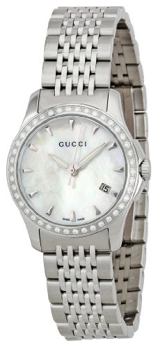 Shop Authentic Gucci G Timeless Diamonds Mother of Pearl Dial Silver Steel Strap Watch For Women - YA126506 - Luxxuri