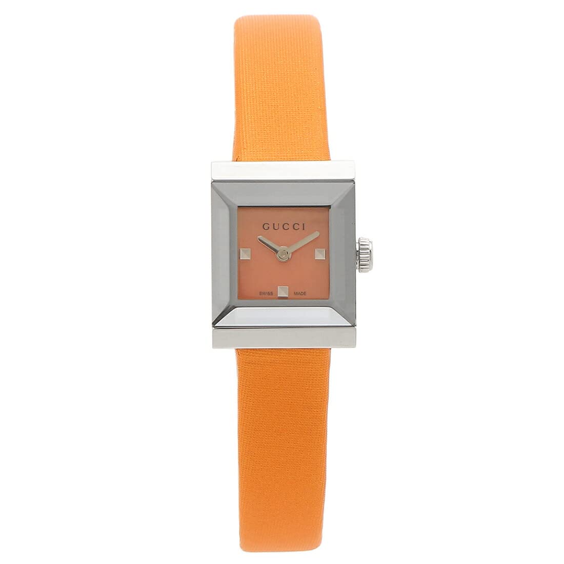 Shop Authentic Gucci G-Frame Square Mother of Pearl Orange Dial Orange Leather Strap Watch For Women - YA128532 - Luxxuri