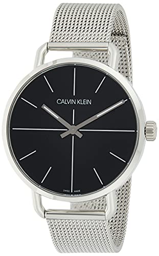 Shop Authentic Calvin Klein Even Black Dial Silver Mesh Bracelet Watch for Women - K7B23121 - Luxxuri