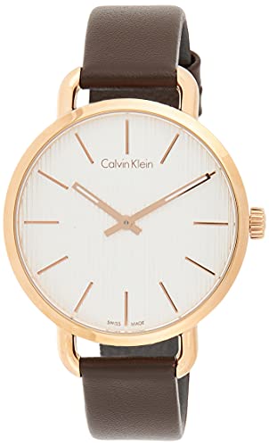 Shop Authentic Calvin Klein Even White Dial Brown Leather Strap Watch for Women - K7B236G6 - Luxxuri