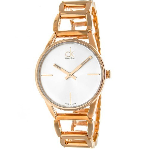 Shop Authentic Calvin Klein Stately White Dial Rose Gold Steel Strap Watch for Women - K3G23626 - Luxxuri
