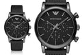 Shop Authentic Emporio Armani Luigi Chronograph Black Dial Black Leather Strap Watch For Men - AR1737 - Luxxuri