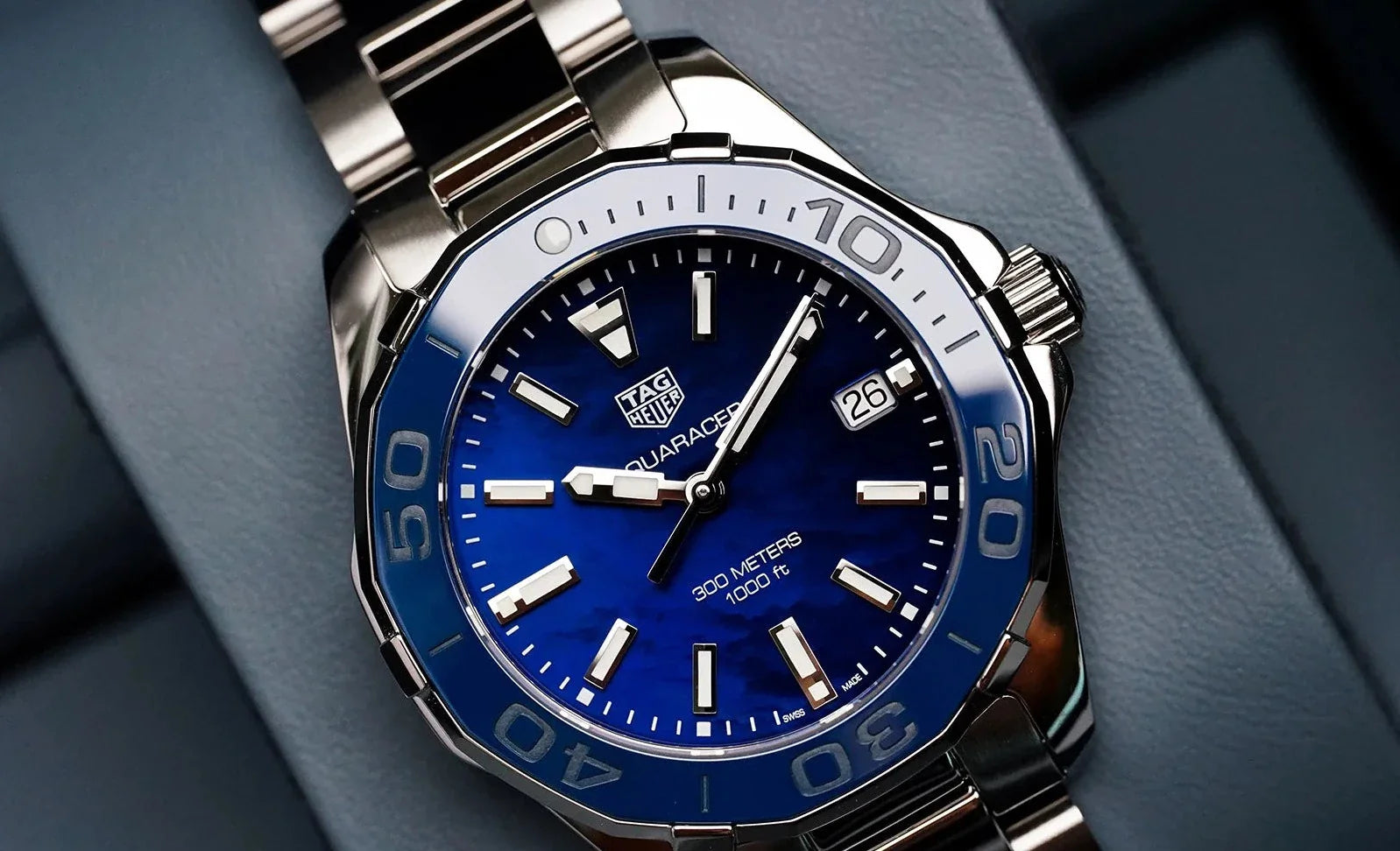 Shop Authentic Tag Heuer Aquaracer Blue Dial Silver Steel Strap Watch for Women - WAY131S.BA0748 - Luxxuri