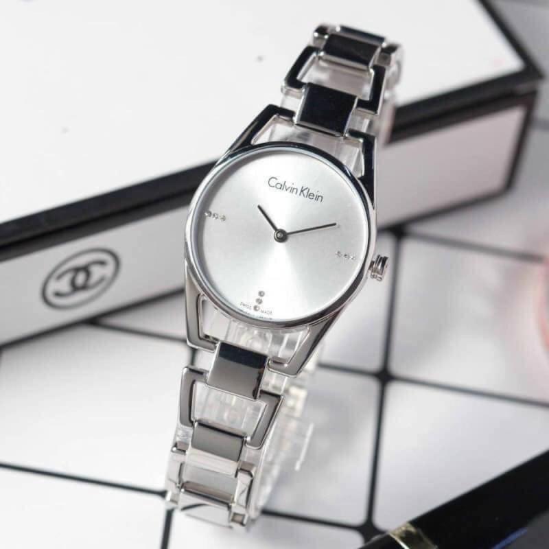 Shop Authentic Calvin Klein Dainty Diamonds Silver Dial Sliver Steel Strap Watch for Women - K7L2314T - Luxxuri