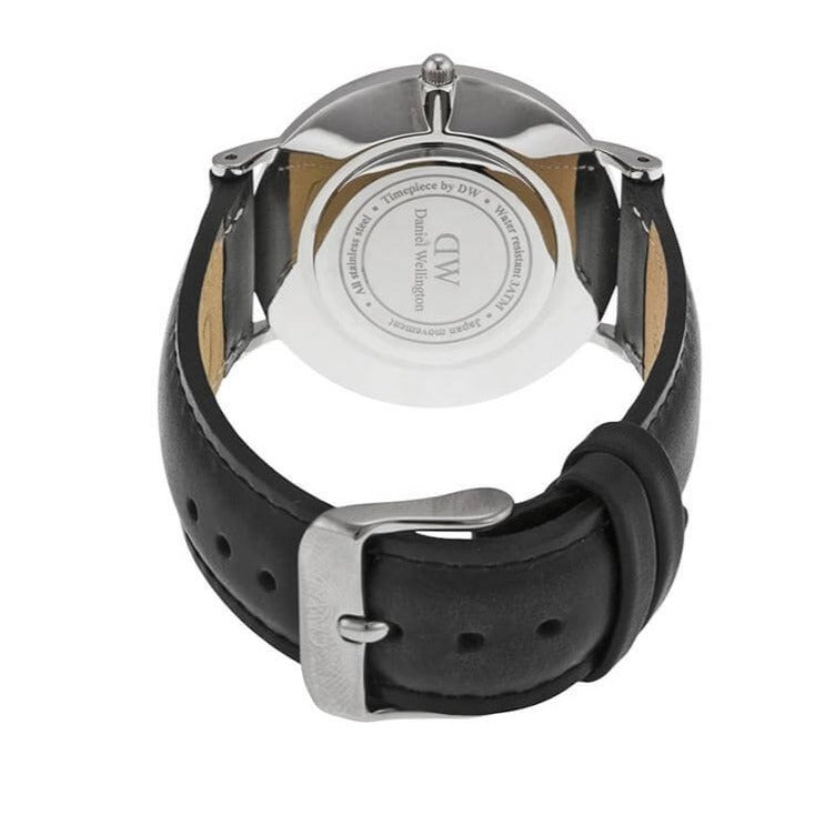 Shop Authentic Daniel Wellington Classy Sheffield White Dial Black Leather Strap Watch For Women - DW00100080 - Luxxuri