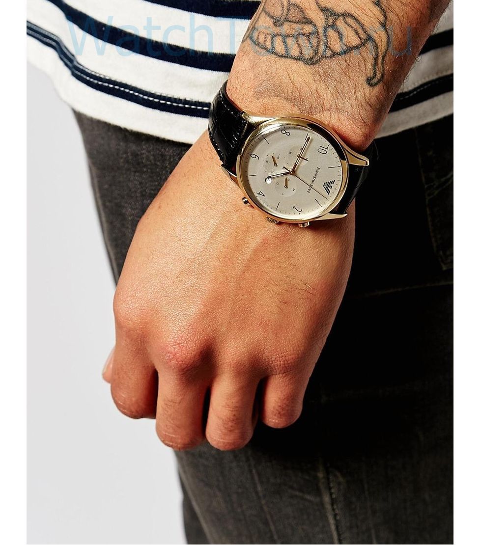 Shop Authentic Emporio Armani Classic Chronograph White Dial Black Leather Strap Watch For Men - AR1892 - Luxxuri