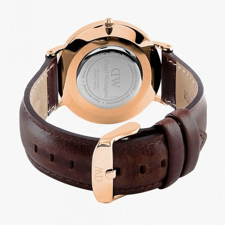 Shop Authentic Daniel Wellington Classic Bristol White Dial Brown Leather Strap Watch For Women - DW00100039 - Luxxuri