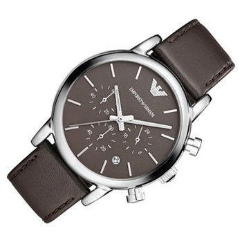 Shop Authentic Emporio Armani Classic Chronograph Brown Dial Brown Leather Strap Watch For Men - AR1734 - Luxxuri
