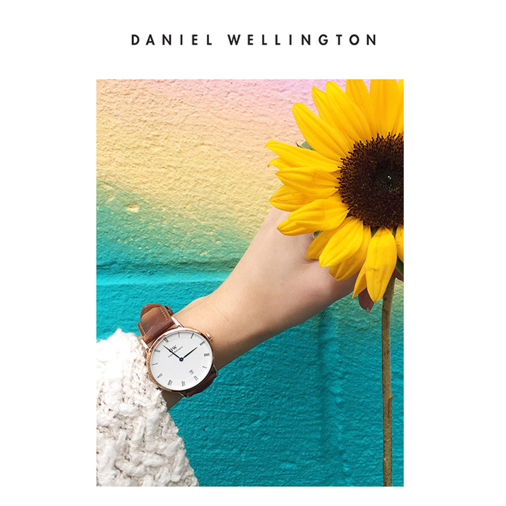 Shop Authentic Daniel Wellington Dapper Bristol White Dial Brown Leather Strap Watch For Women - DW00100098 - Luxxuri