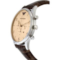 Shop Authentic Emporio Armani Classic Chronograph Cream Dial Brown Leather Strap Watch For Men - AR1878 - Luxxuri