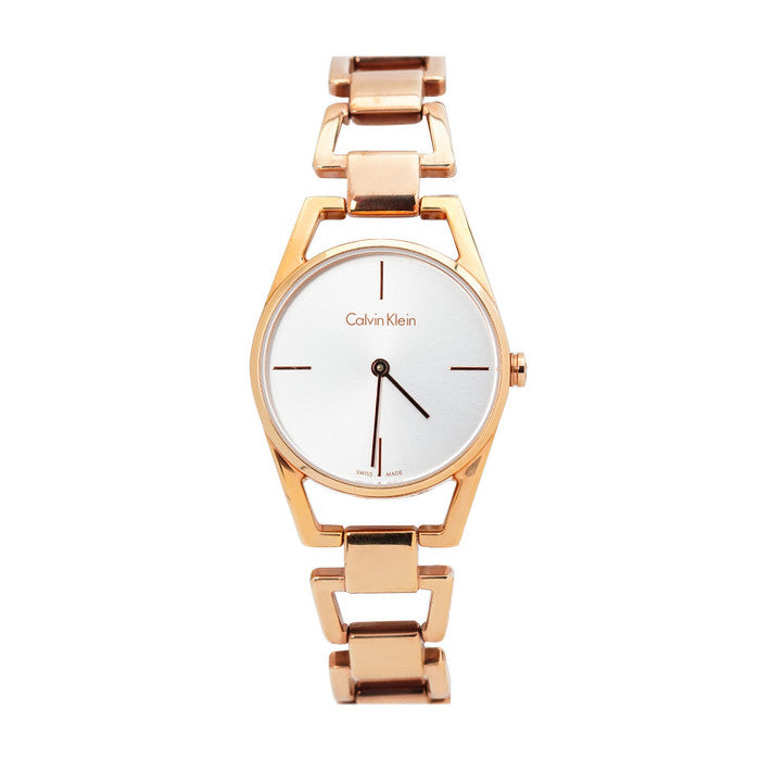 Shop Authentic Calvin Klein Dainty White Dial Rose Gold Steel Strap Watch for Women - K7L23646 - Luxxuri