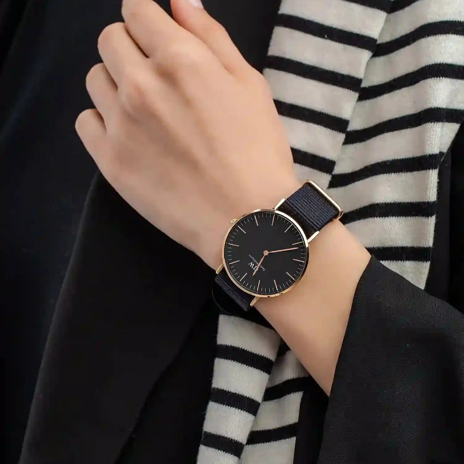 Shop Authentic Daniel Wellington Classic Cornwall Black Dial Black NATO Strap Watch For Women - DW00100150 - Luxxuri