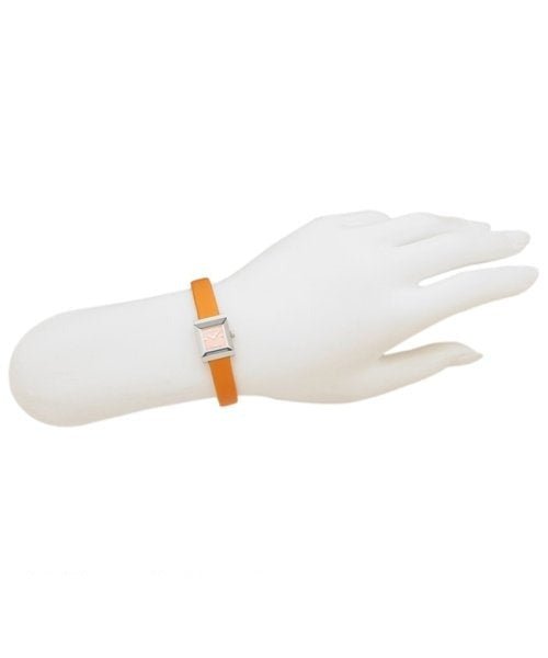 Shop Authentic Gucci G-Frame Square Mother of Pearl Orange Dial Orange Leather Strap Watch For Women - YA128532 - Luxxuri