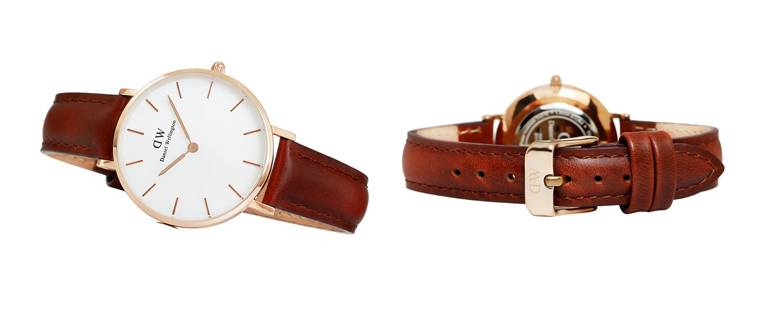 Shop Authentic Daniel Wellington Classic Petite Bristol White Dial Brown Leather Strap Watch For Women - DW00100171 - Luxxuri