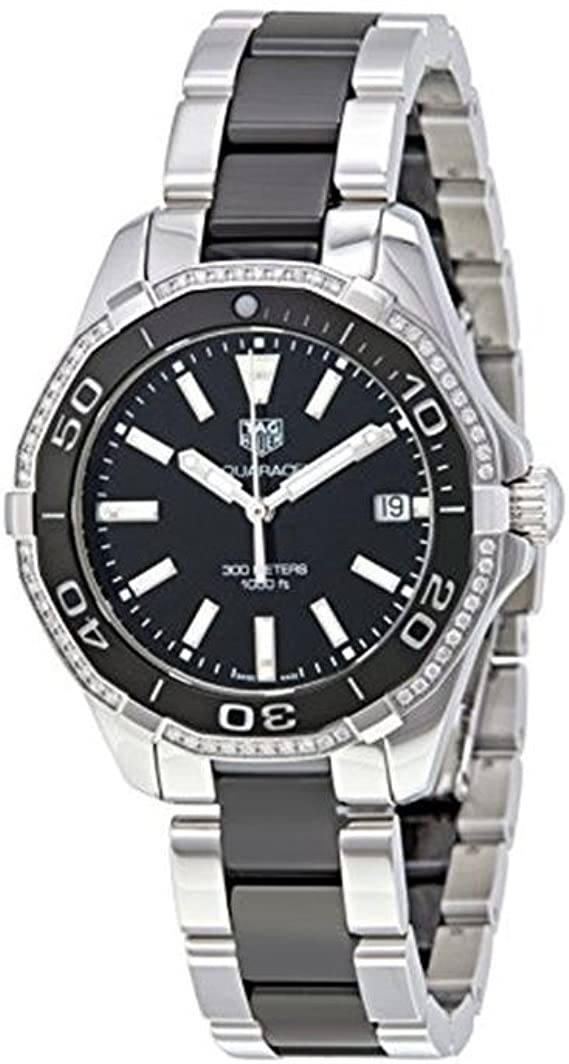 Tag Heuer Aquaracer Quartz Diamonds Black Dial Two Tone Steel Strap Watch for Women - WAY131G.BA0913